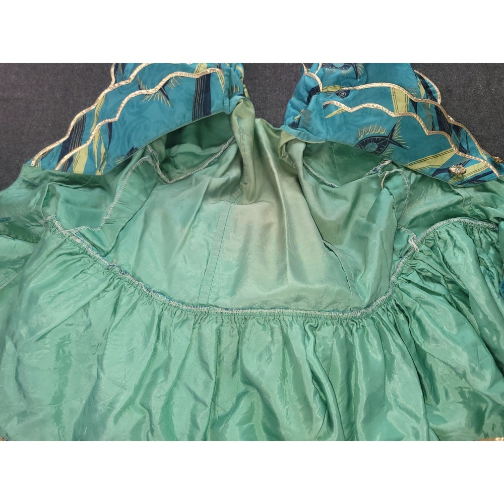 Vintage 50s 60s‎ Tropical Fish Print Set Skirt Blouse Jacket Blue Funky Volup XL - Picture 7 of 16